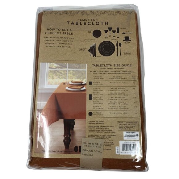 HEMSTITCH TABLE CLOTH 60x84 OBLONG/OVAL‎ NEW WITH TAG - Picture 9 of 10